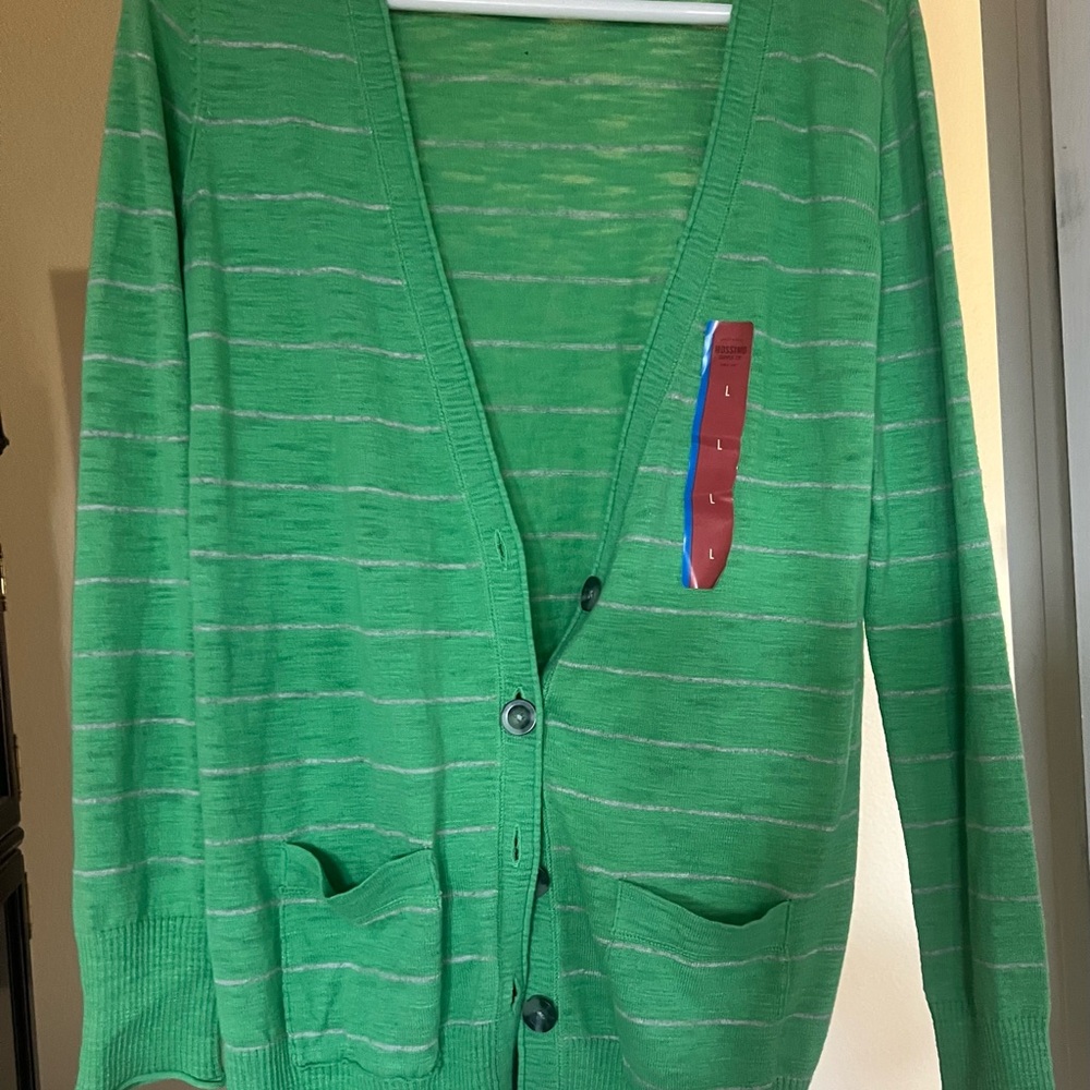 Mossimo Supply Co. Green Striped Cardigan